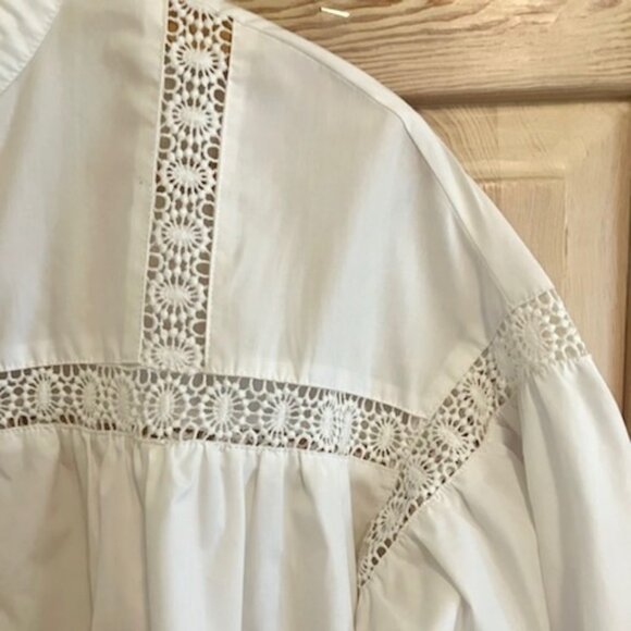 Anthropologie Ruffled Romantic Blouse Puffy Sleeve Victorian Boho Embroidered - Picture 3 of 6